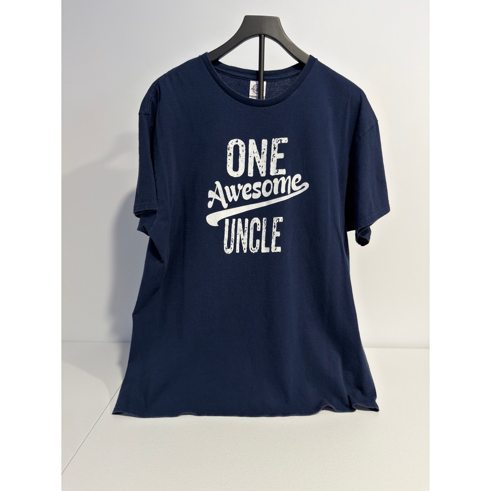 Delta Pro Weight Mens One Awesome Uncle Graphic T-Shirt Navy Blue XL Distressed